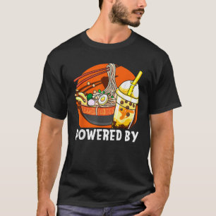 Camiseta Funny Powered by Ramen Bubble Tea Cute Anime Kawai