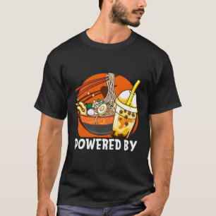 Camiseta Funny Powered by Ramen Bubble Tea Cute Anime Kawai