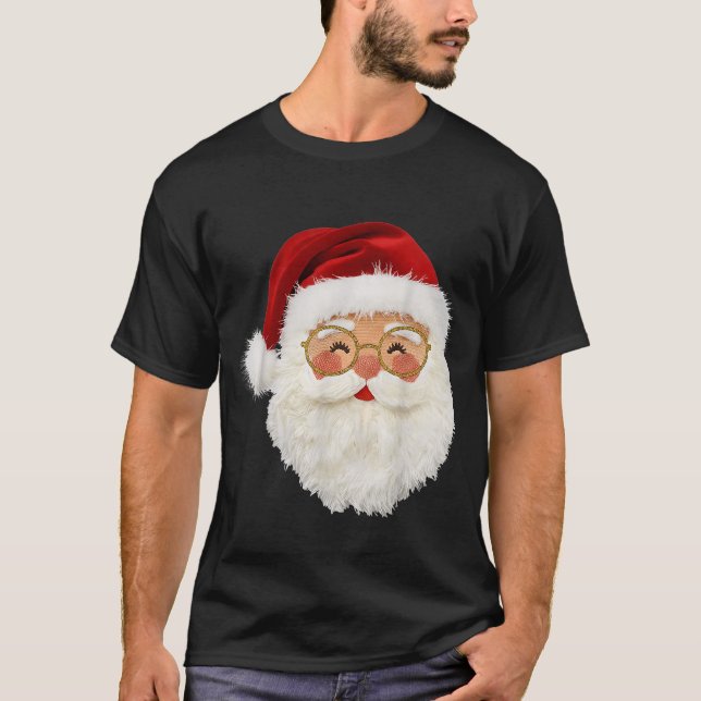 Camiseta Funny Preppy Realistic Faux Yarn Santa Claus Merry (Frente)