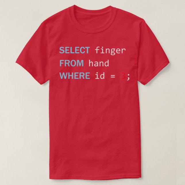 Camiseta Funny Programming Geek Select Finger From Hand (Frente do Design)
