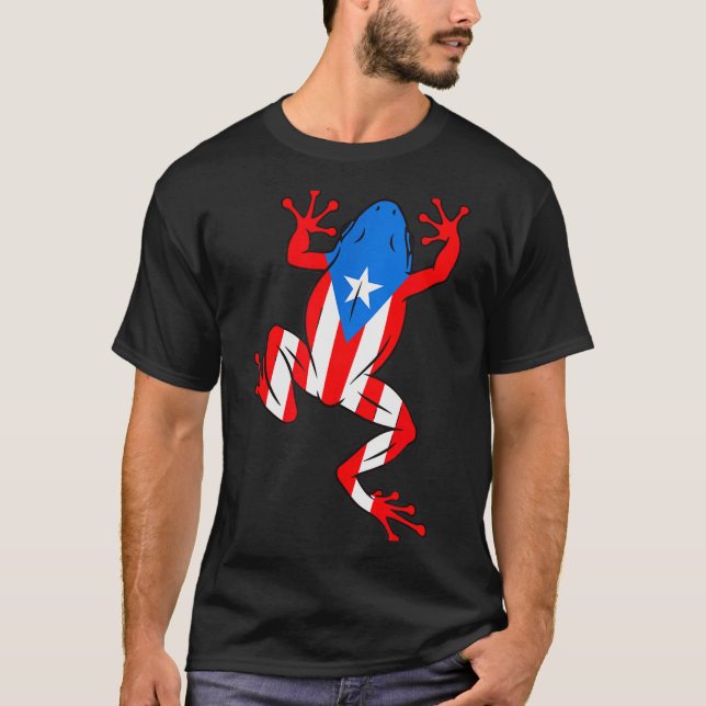 Camiseta Funny Puerto Rico Coqui Frog Puerto Rican Flag Bor (Frente)