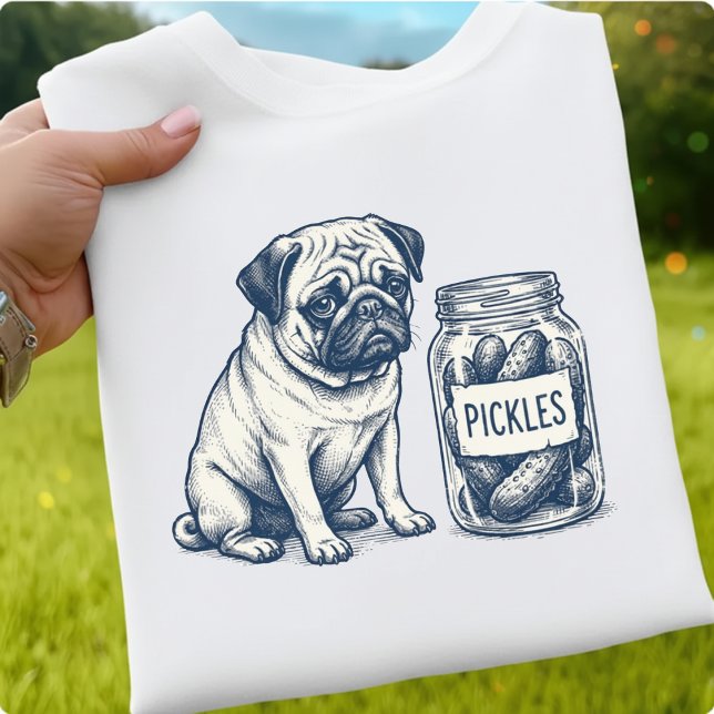 Camiseta Funny Pug Pickle, Cute Dog gift, Pickle Lover Dog  (Criador carregado)