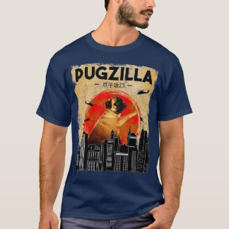 Camiseta Funny Pug Tshirt Pugzilla Tshirt Funny Dog Puggiga