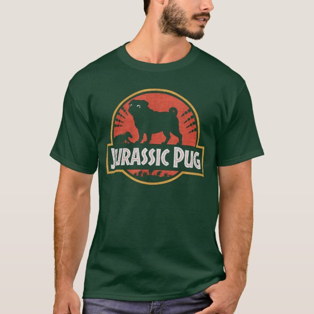 Camiseta Funny Pugs Jurassic Pug for Dog Lovers family frie (Frente)