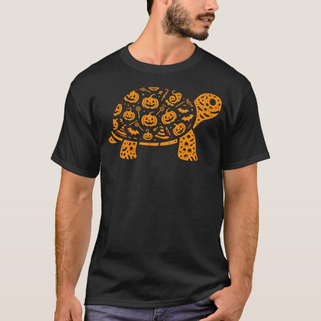 Camiseta Funny Pumpkin Turtle Candy Halloween Mens Womens K (Frente)