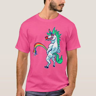 Camiseta Funny Punk Unicorn Pisando Uma Arte Do Partido Rai