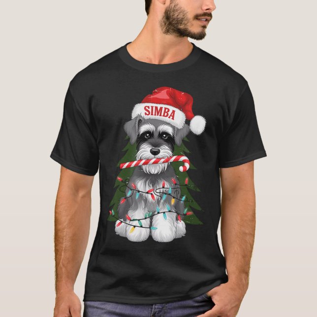 Camiseta Funny Puppy Dog Christmas Holiday With Candy Cane  (Frente)