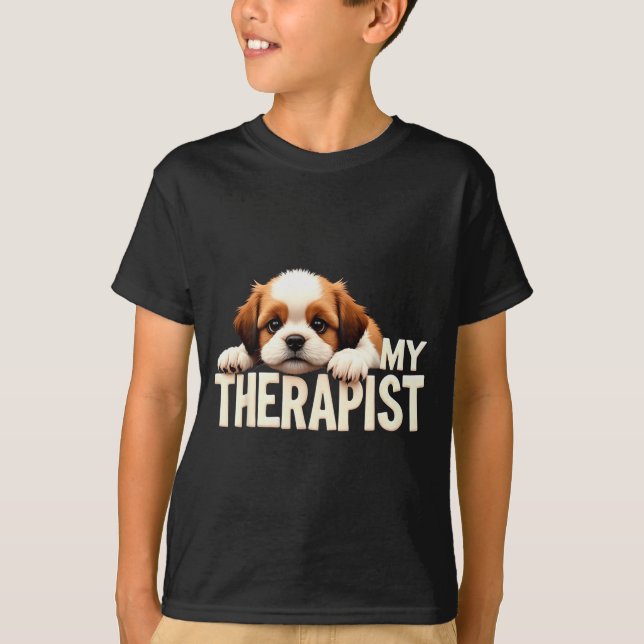Camiseta Funny Puppy My Therast Shih Tzu Dog  (Frente)