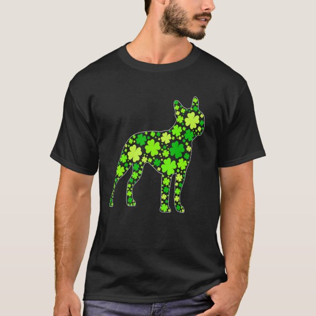 Camiseta Funny Puppy Shamrock Boston Terrier Dog St Patrick (Frente)