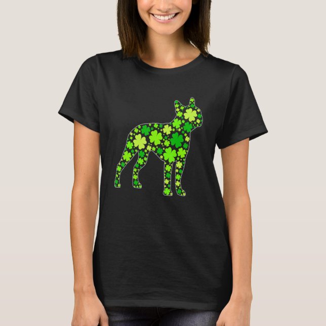 Camiseta Funny Puppy Shamrock Boston Terrier Dog St Patrick (Frente)
