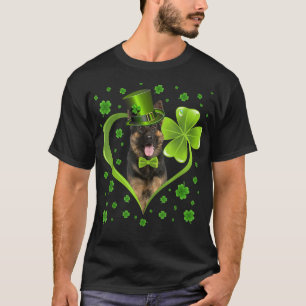 Camiseta Funny Puppy Shamrock German Shepherd Dog St 