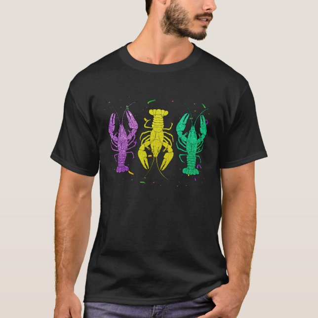 Camiseta Funny Purple Green Gold Crayfish Lovers Fat Tuesda (Frente)