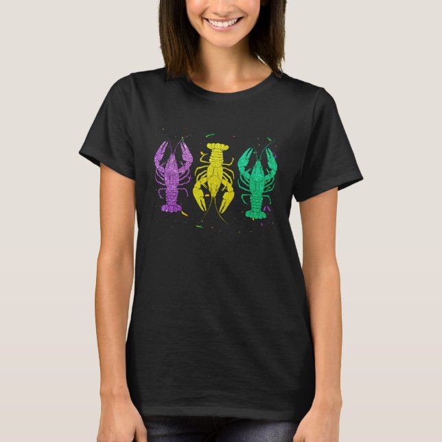 Camiseta Funny Purple Green Gold Crayfish Lovers Fat Tuesda (Frente)