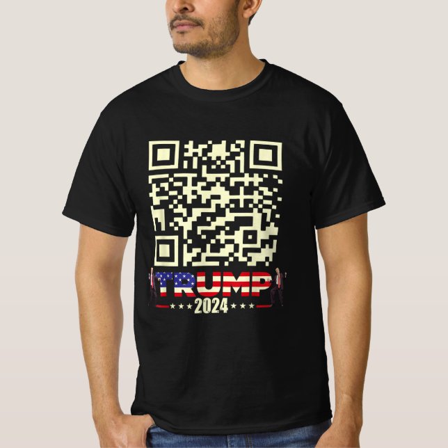 Camiseta Funny QR Presidente Trump 45/47 Trump Dancing Code (Frente)