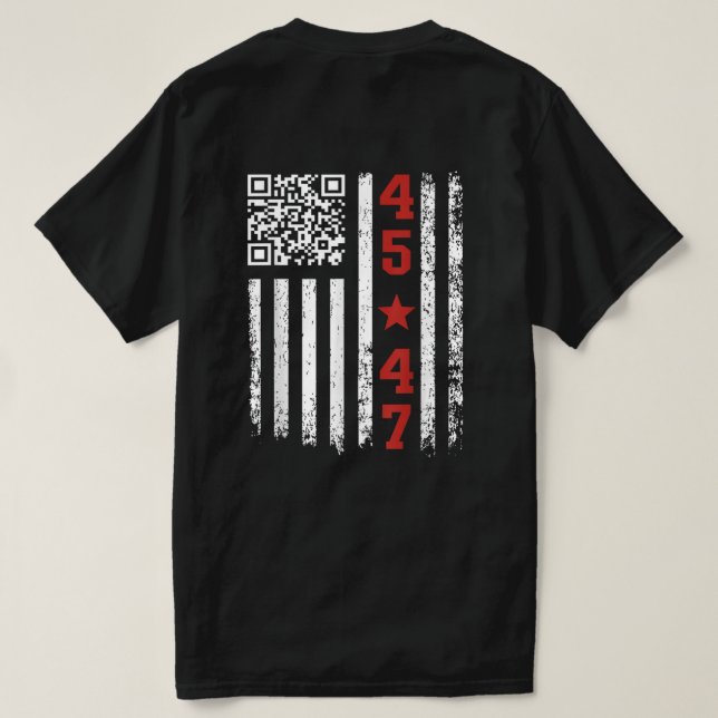Camiseta Funny QR Presidente Trump 45/47 Trump Dancing Code (Verso do Design)
