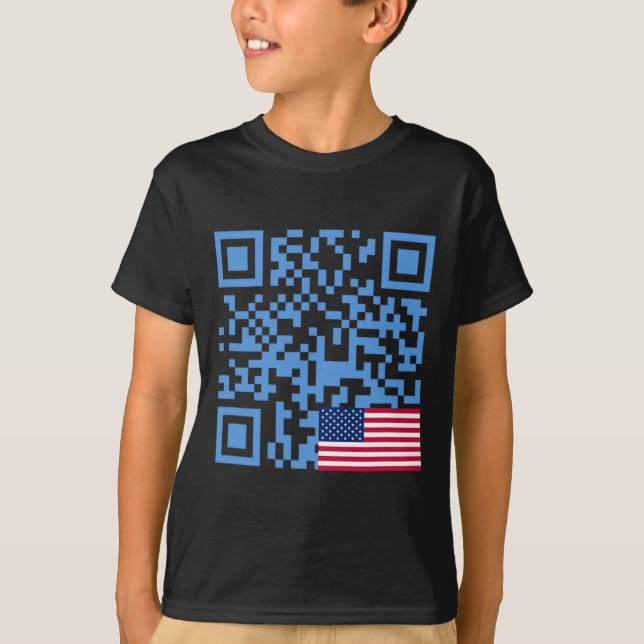 Camiseta Funny Qr Presidente Trump Dance Code Usa Flag (Frente)
