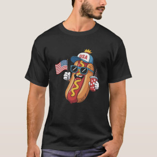 Camiseta Funny Quarto de julho Hotdog Patriotic USA Flag 4º