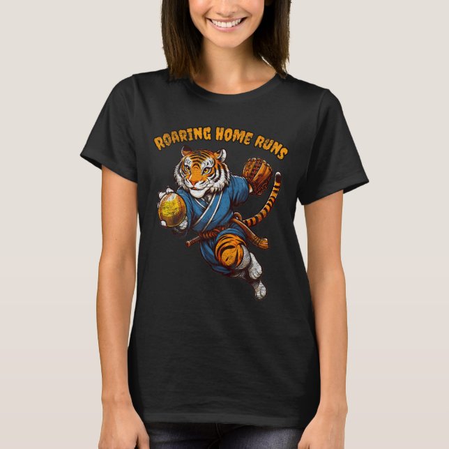 Camiseta Funny Quote Roaring Home Run Ball Retro Tiger Love (Frente)
