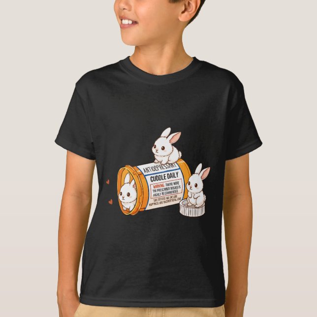 Camiseta Funny Rabbit Bunny Anti Depressant Zoo Boys Girls  (Frente)