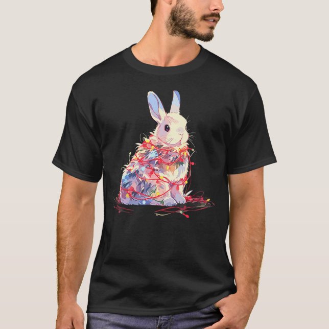 Camiseta Funny Rabbit Bunny Christmas Tree Lights Xmas Boys (Frente)