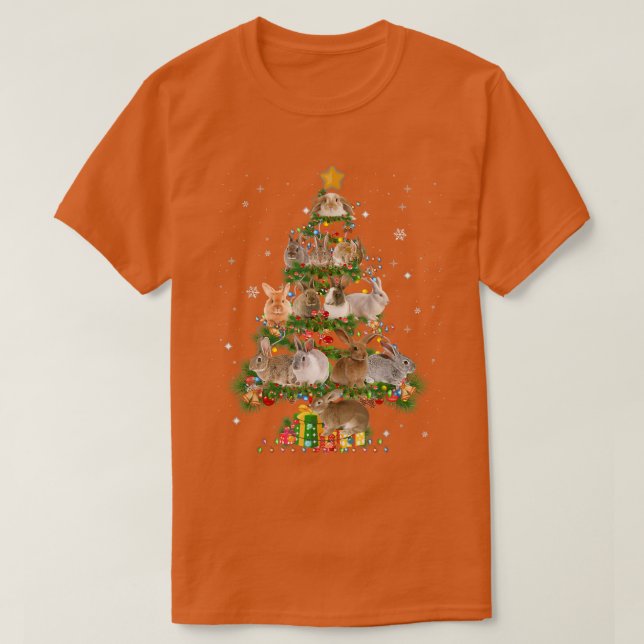 Camiseta Funny Rabbit Christmas Tree Loves Bunny Rabbit Xma (Frente do Design)