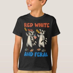 Camiseta Funny Raccoon 4 De Julho Nos Bandeira Patriótica R