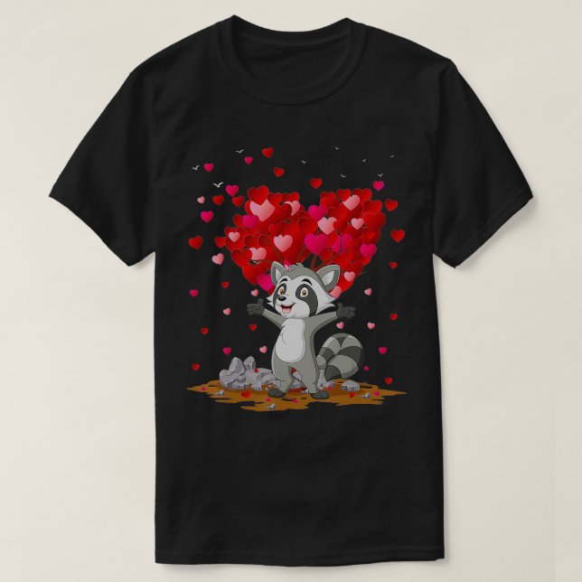 Camiseta Funny Raccoon Animal Lover Raccoon Valentine's Day (Frente do Design)