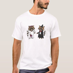 Camiseta Funny Raccoon Bride e Groom Wedte Art