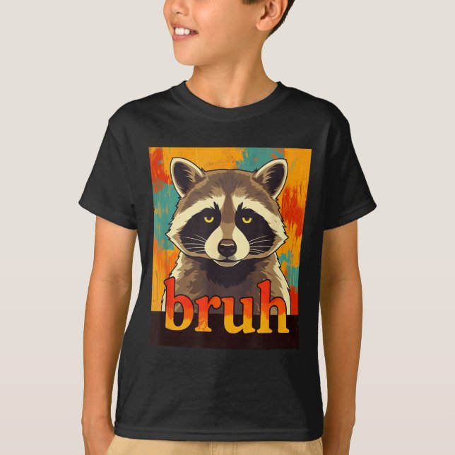 Camiseta Funny Raccoon Bruh Meme Teens Boys Girls Men Graph (Frente)