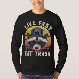 Camiseta Funny Raccoon EAT TRASH Camping Retro Vintage Tras
