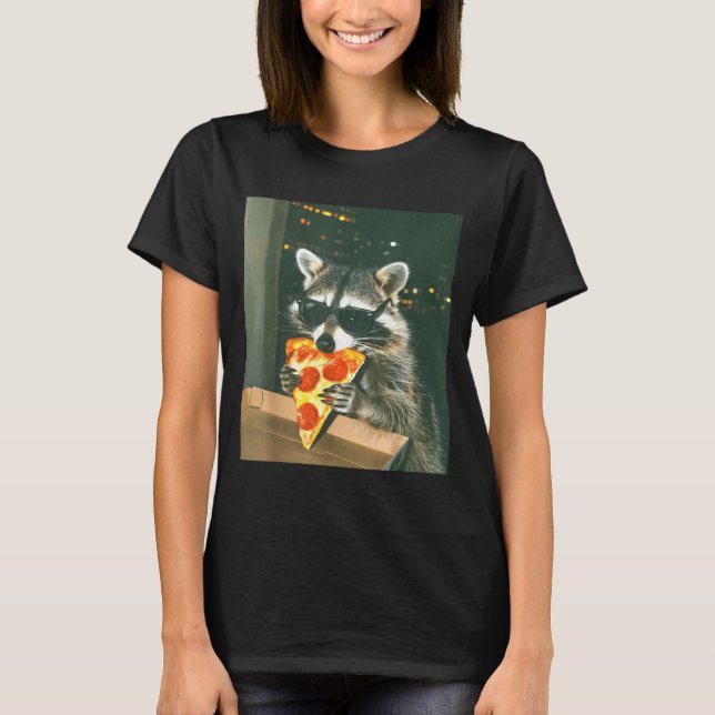 Camiseta Funny Raccoon Eating Zza Animal Meme Men Women Kid (Frente)