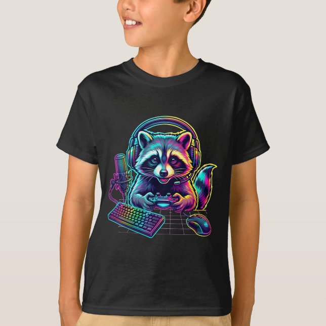 Camiseta Funny Raccoon Gamer Video Game Gaming Lover  (Frente)