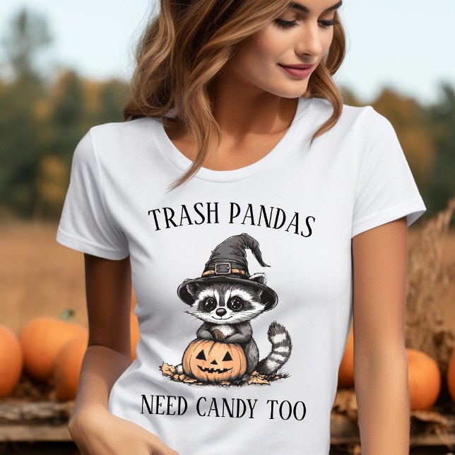 Camiseta Funny Raccoon Halloween Shirt (Funny Halloween Raccoon Shirt  Trash Pandas Need Candy Too!)