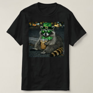 Camiseta Funny Raccoon Iced Coffee St. Patrick's Day , Retr