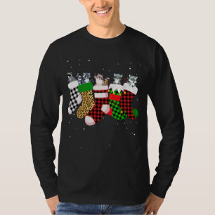 Camiseta Funny Raccoon Meias de Natal Figurino Merry Xmas G