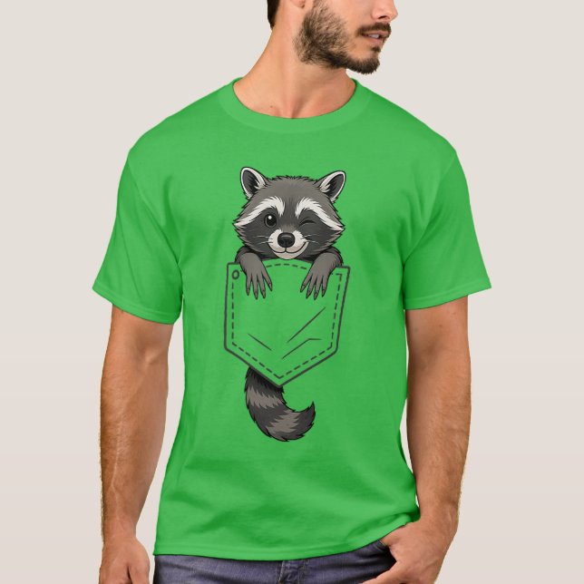 Camiseta Funny Raccoon Peeking in Pocket Animal Lover Men W (Frente)