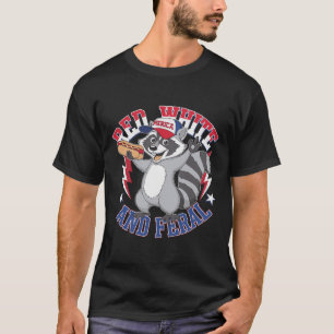 Camiseta Funny Raccoon Red White E Feral Patriótico Dos EUA