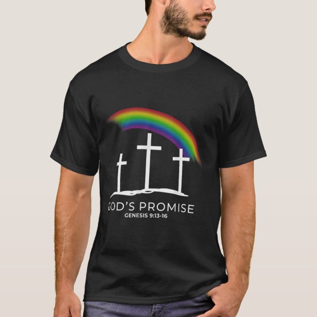 Camiseta Funny Rainbow Christ Cross - Christian Quote God's (Frente)