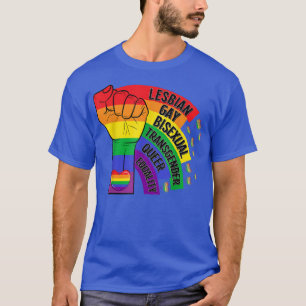 Camiseta Funny Rainbow Fist With Heart LGBTQ Gay Lesbian Pr