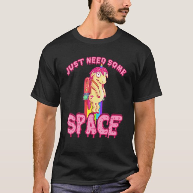 Camiseta Funny Rainbow Rocket Unicorn (Frente)