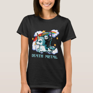 Camiseta Funny Rainbow Skeleton Unicorn Death Metal Music F