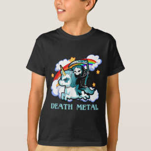 Camiseta Funny Rainbow Skeleton Unicorn Death Metal Music F