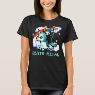 Camiseta Funny Rainbow Skeleton Unicorn Death Metal Music F