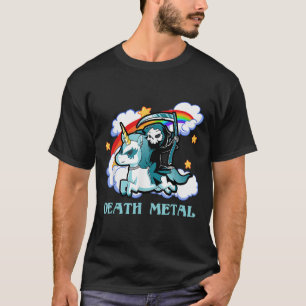 Camiseta Funny Rainbow Skeleton Unicorn Death Metal Music F