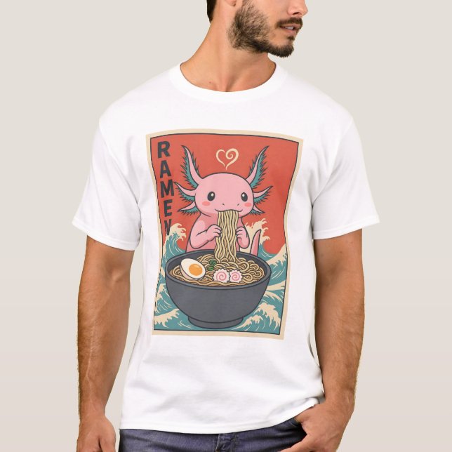 Camiseta Funny Ramen Axolotl Noodle Lover Cute Creature (Frente)