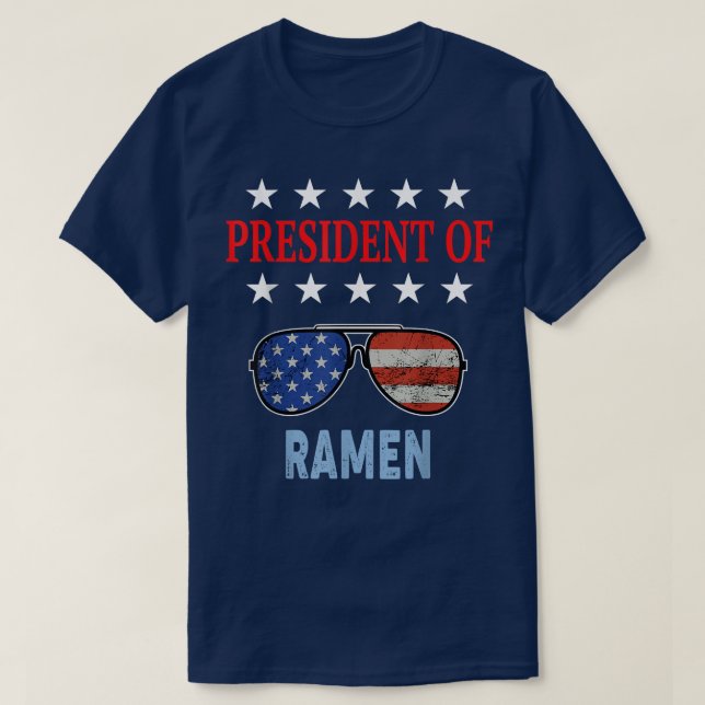 Camiseta Funny Ramen Lover USA Flag (Frente do Design)