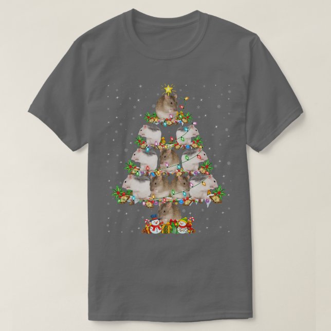 Camiseta Funny Rat Lover Xmas Lighting Santa Rat Christmas  (Frente do Design)