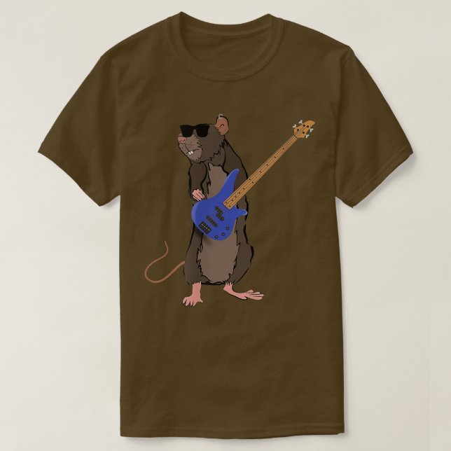 Camiseta Funny Rat Wearing Sunglasses Playing Bass Guitar 8 (Frente do Design)