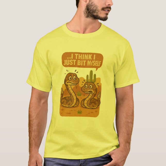 Camiseta Funny Rattlesnake Shirt - I Think I Just Bit Mysel (Frente)