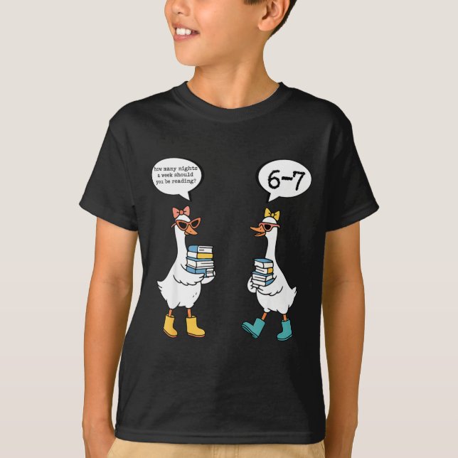 Camiseta Funny Reading 67 Six Seven Meme Goose Teacher Book (Frente)